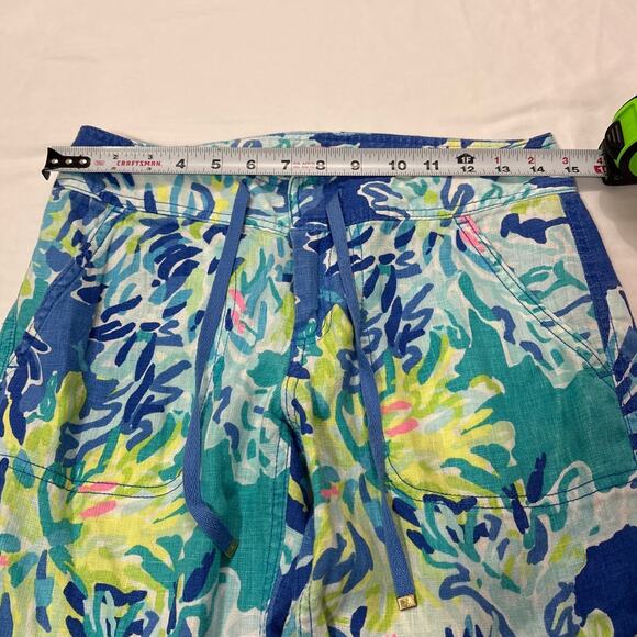Lilly Pulitzer Womens 00 Galley Drawstring Linen Pants Beachy Coastal 100% Linen - Picture 9 of 9